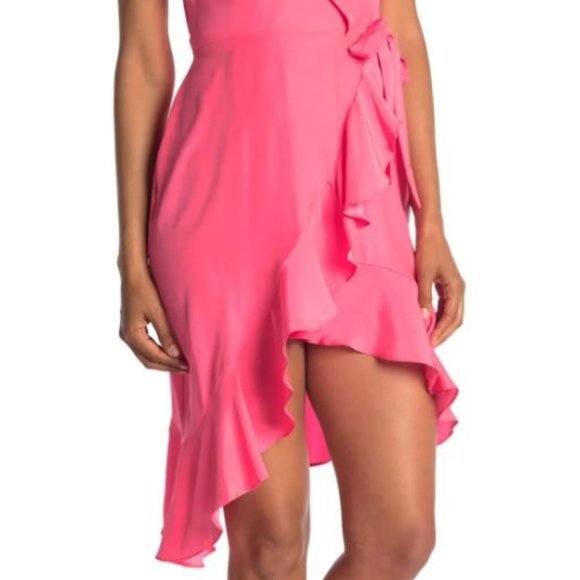 Amanda Uprichard Mary Kate Pink Silk Wrap Dress M - Picture 3 of 4